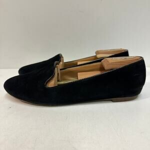 GOOD J. Crew Women's Black Suede Smoking Slipper Loafer Ballet Flat 8.5